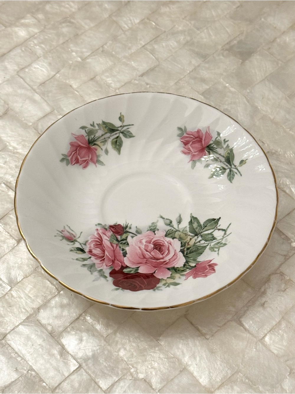 Fine Bone China roses design dish/saucer by Royal Kendal jewelry tray trinkets